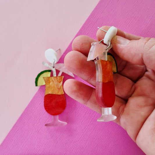 Tequila Sunrise Cocktail Dangle Earrings