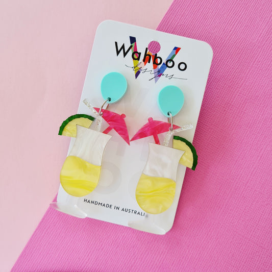 Pina Colada Cocktail Dangle Earrings