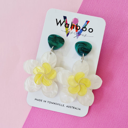 Frangipani Flower Dangle Earrings