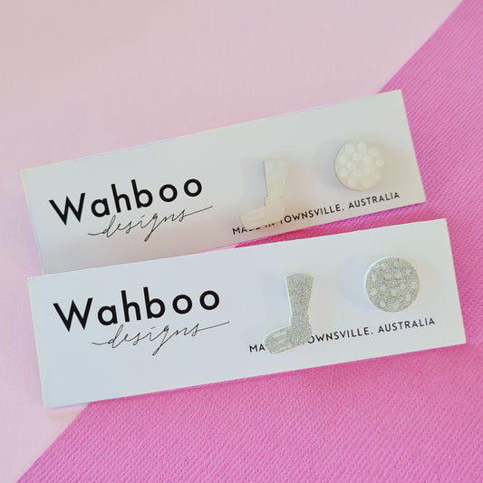 Golf Club, Ball and Bag Stud Earrings