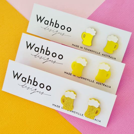 Beer Mug and Froth Stud Earrings