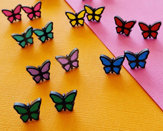 Butterfly Painted Stud Earrings