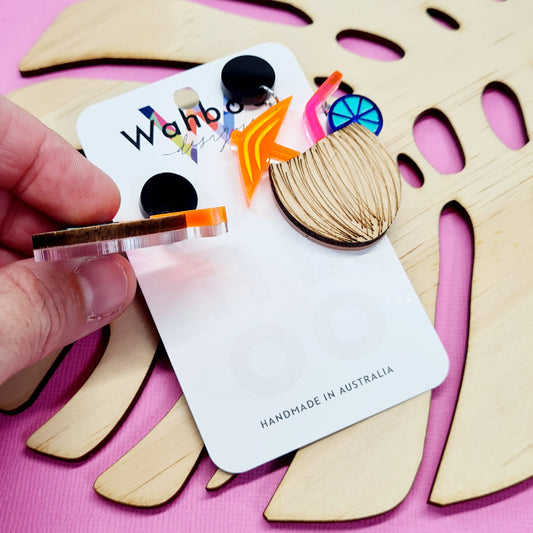 Coconut Cruise Cocktail Dangle Earrings