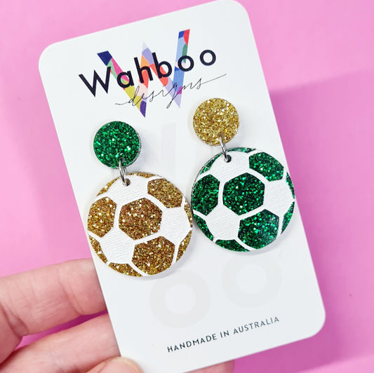 Soccer Football Dangle Earrings