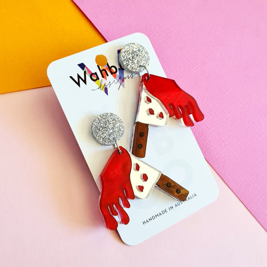 Halloween Bloody Meat Cleaver Dangle Earrings