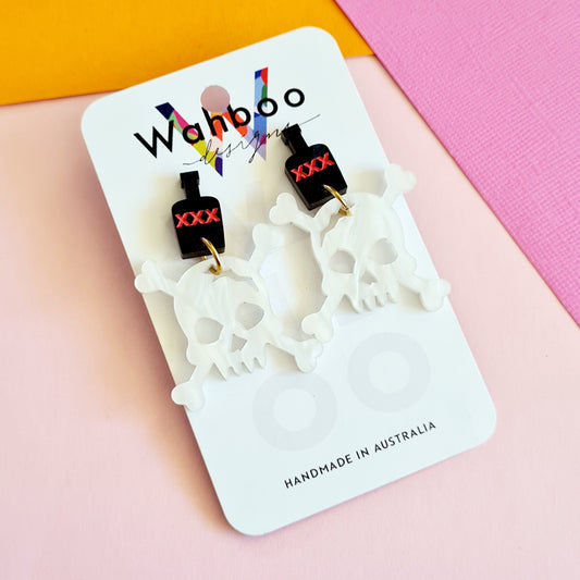 Halloween Skull and Cross Bones Dangle Earrings