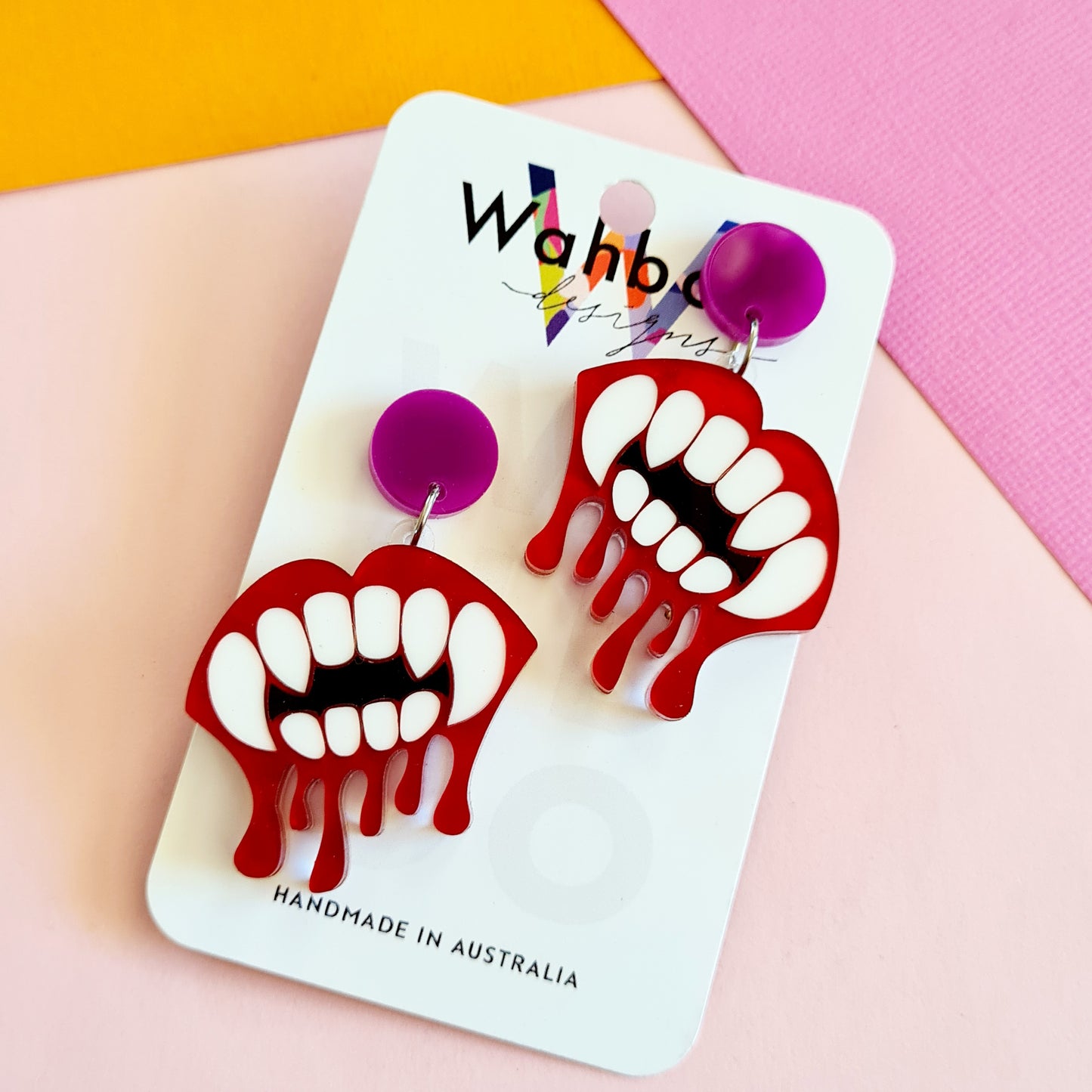 Halloween Vampire Teeth and Blood Dangle Earrings