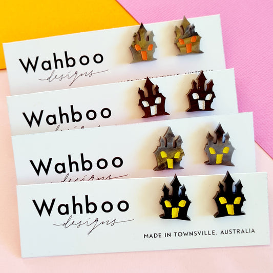 Halloween Haunted House Stud Earrings