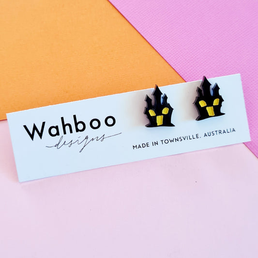 Halloween Haunted House Stud Earrings