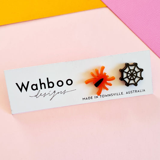 Spider & Spiderweb Stud Earrings