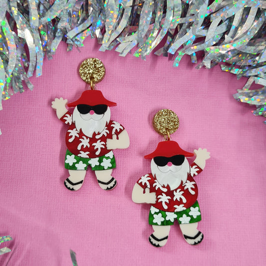 Aussie Christmas Santa Dangle Earrings