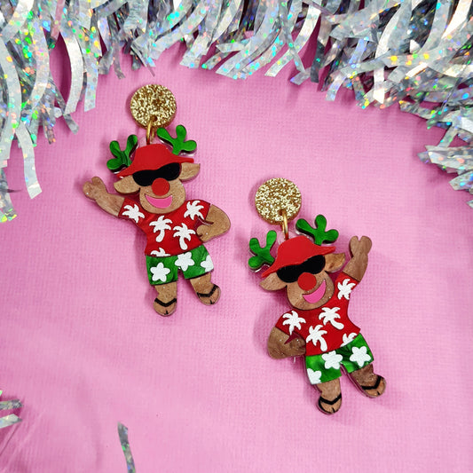 Aussie Christmas Rudolph Dangle Earrings