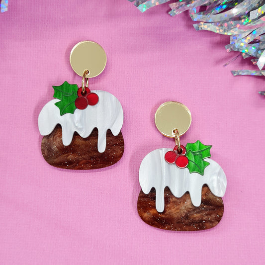Christmas Pudding Dangle Earrings