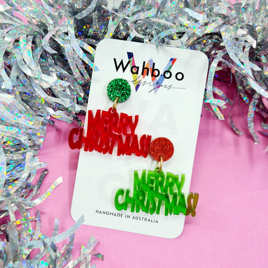 Christmas Merry Christmas Dangle Earrings