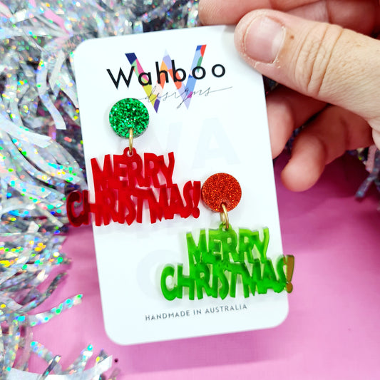 Christmas Merry Christmas Dangle Earrings