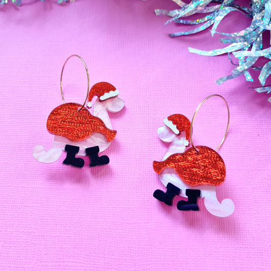 Christmas Brontosaurus Dangle Earrings