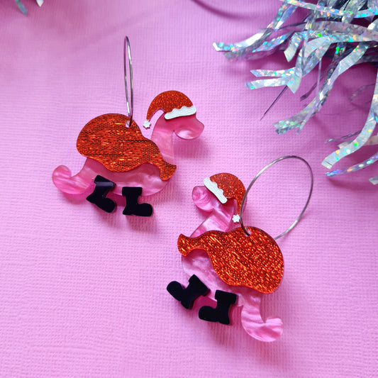 Christmas Brontosaurus Dangle Earrings