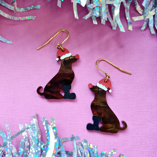 Christmas Labrador Dog Dangle Earrings