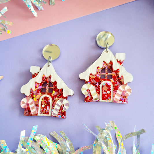 Christmas Gingerbread House Dangle Earrings