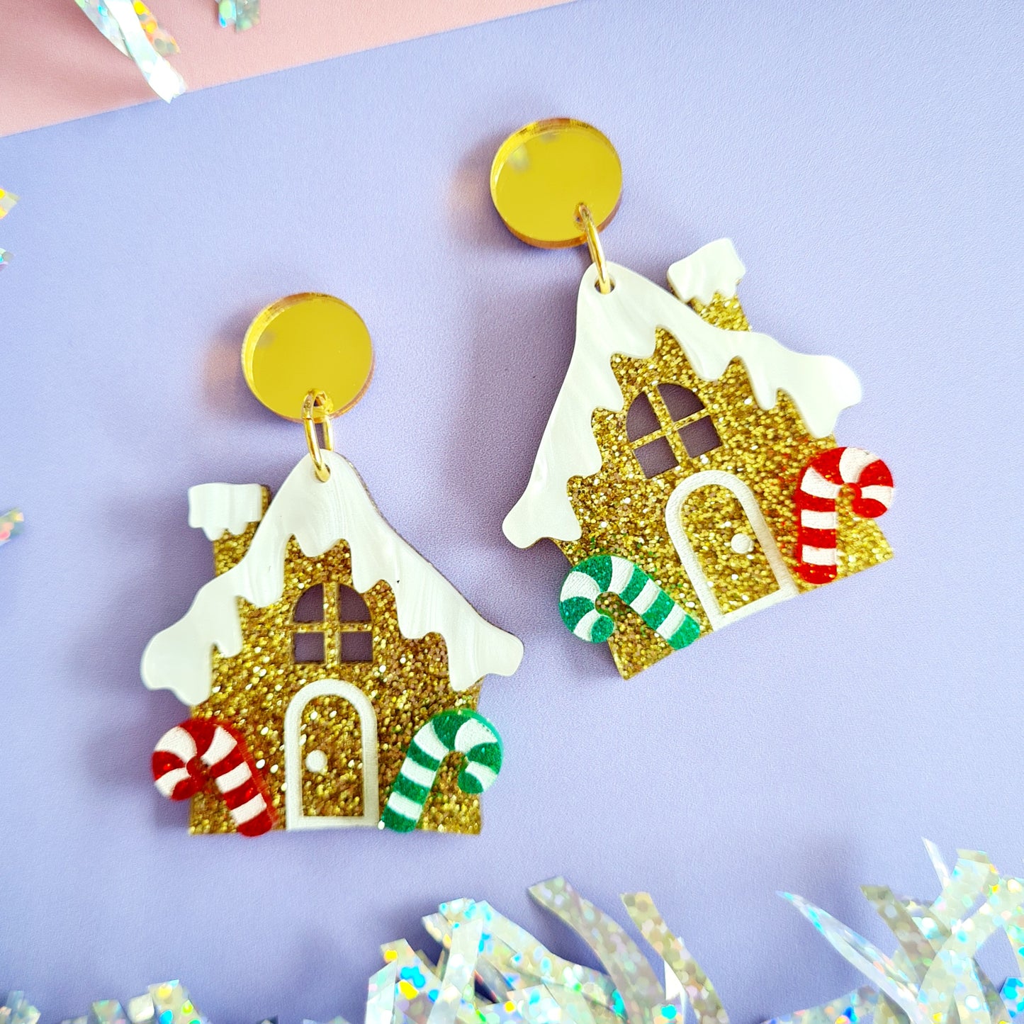Christmas Gingerbread House Dangle Earrings