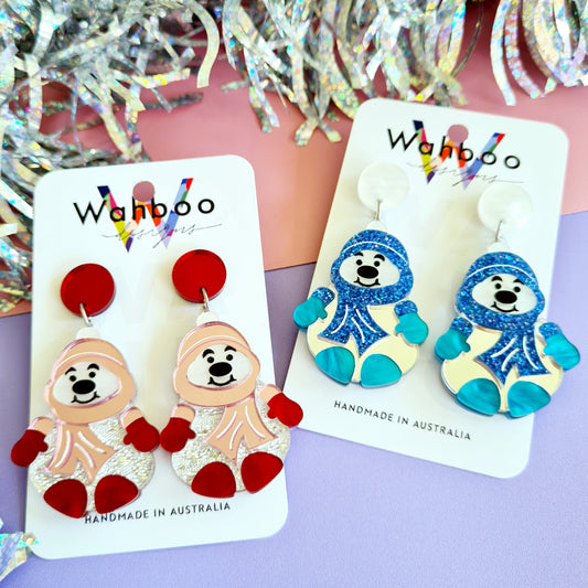 Christmas Polar Bear Dangle Earrings