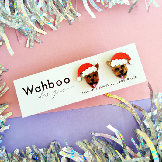 Christmas Dog Stud Earrings