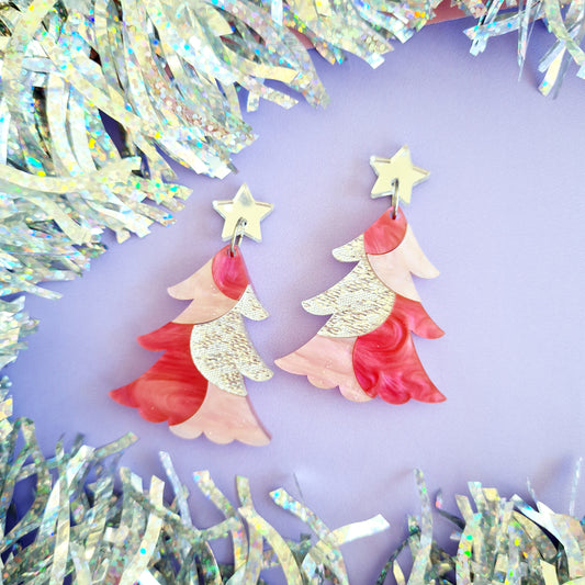 Christmas Tree Mosaic Dangle Earrings
