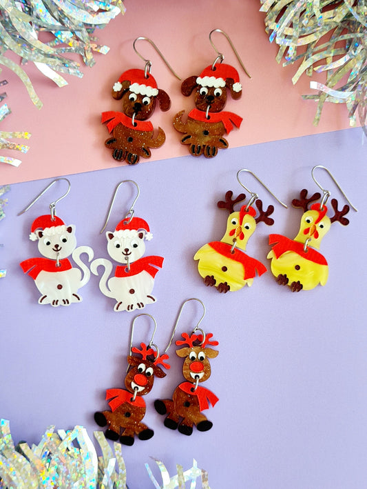 Christmas Farm Animals Dangle Earrings