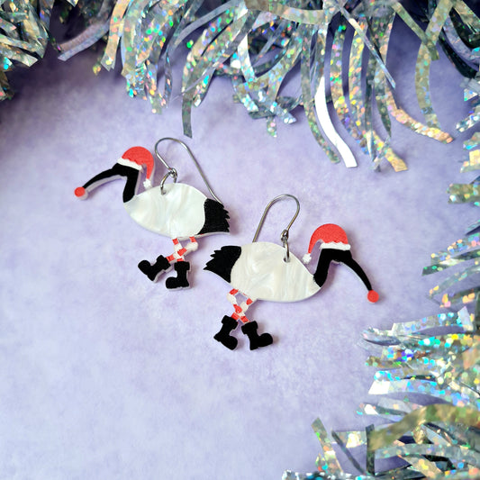 Christmas Ibis Dangle Earrings