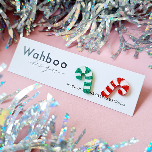 Christmas Candy Canes Stud Earrings