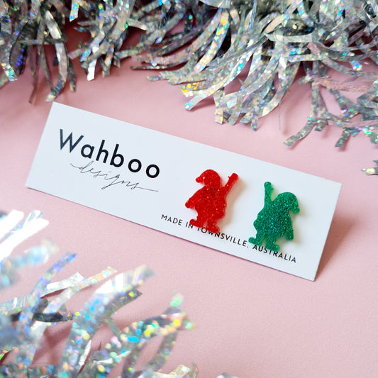 Christmas Santa Waving Stud Earrings