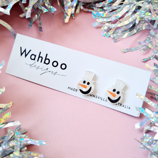 Christmas Snowman Face Stud Earrings