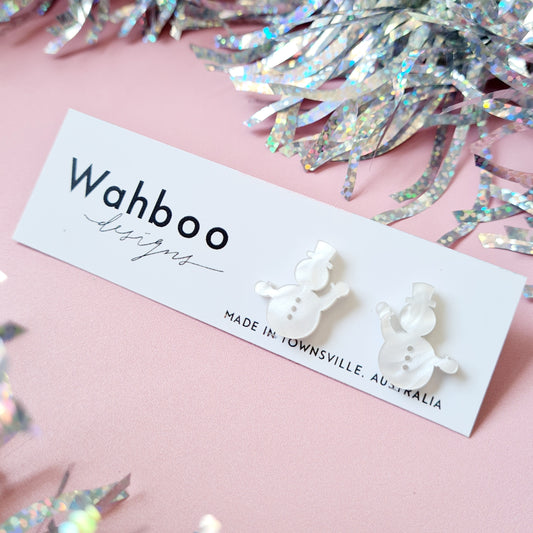 Christmas Snowman Waving Stud Earrings