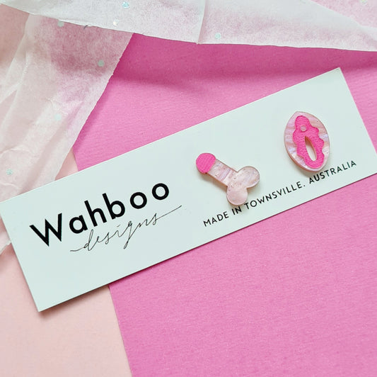Vagina, Penis & Breasts Combination Stud Earrings