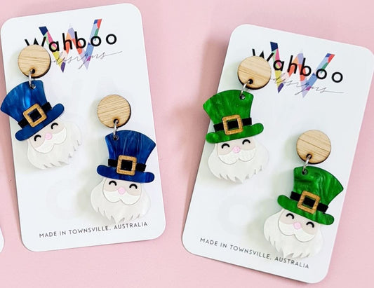 Leprechaun Face Dangle Earrings