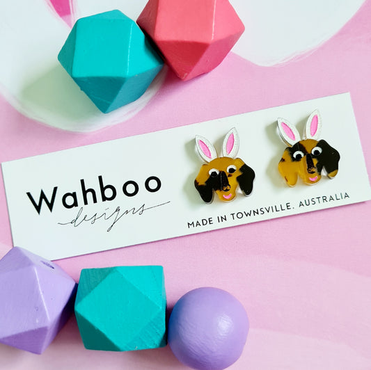 Easter Dachshund Sausage Dog Stud Earrings