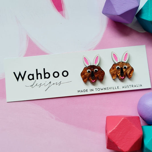 Easter Dachshund Sausage Dog Stud Earrings