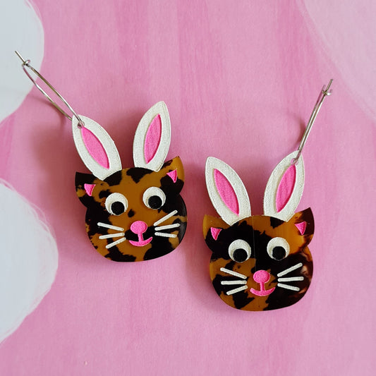 Easter Cat Dangle Earrings