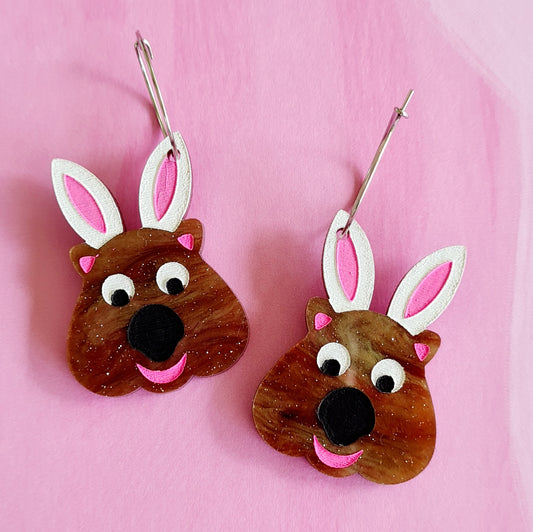 Easter Wombat Dangle Earrings