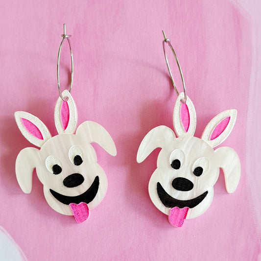 Easter Dog Dangle Earrings