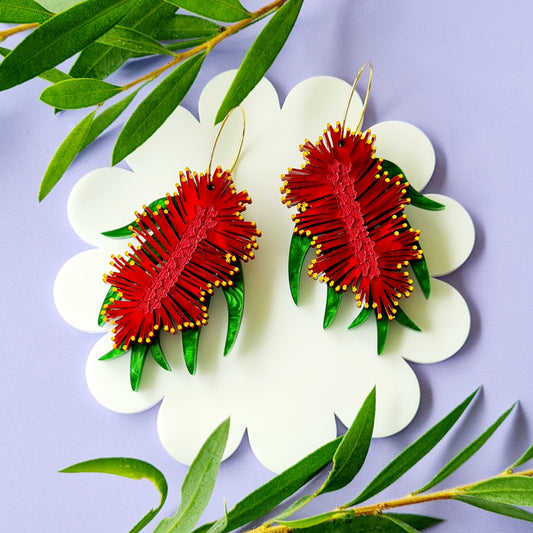 Bottlebrush Flower Dangle Earrings