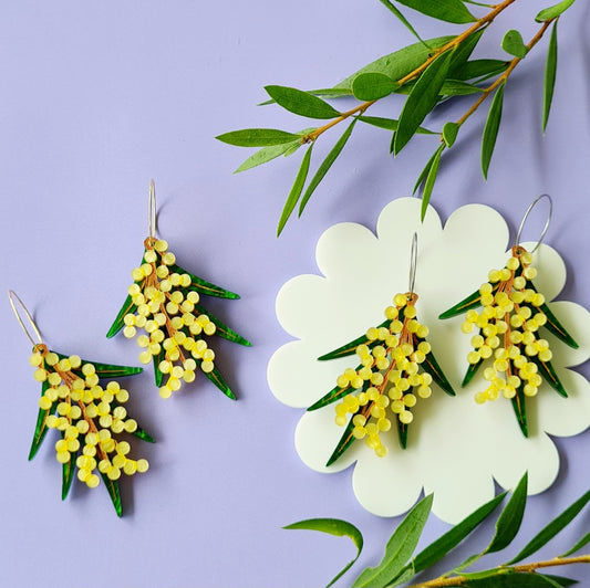 Wattle Flower Dangle Earrings