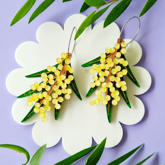 Wattle Flower Dangle Earrings
