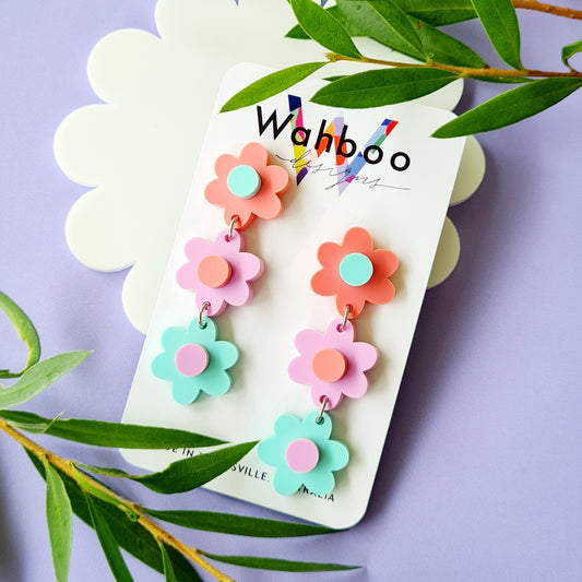 Daisy Chain Flower Dangle Earrings