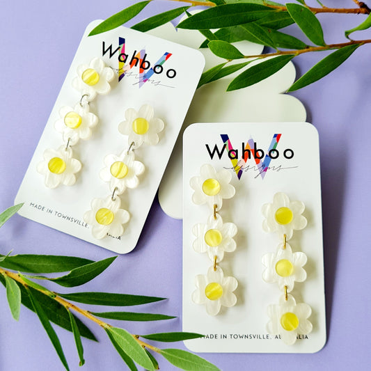 Daisy Chain Flower Dangle Earrings