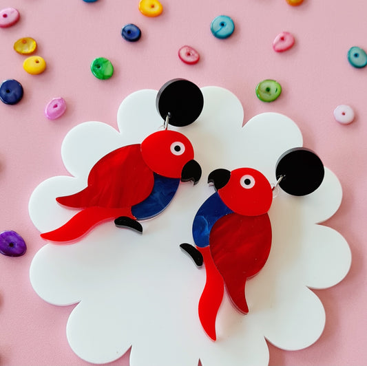 Eclectus Parrot Dangle Earrings