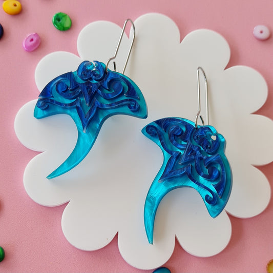 Manta Ray Dangle Earrings