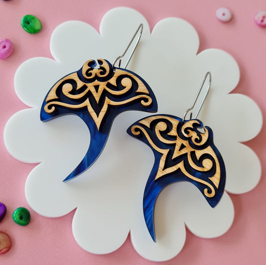 Manta Ray Dangle Earrings