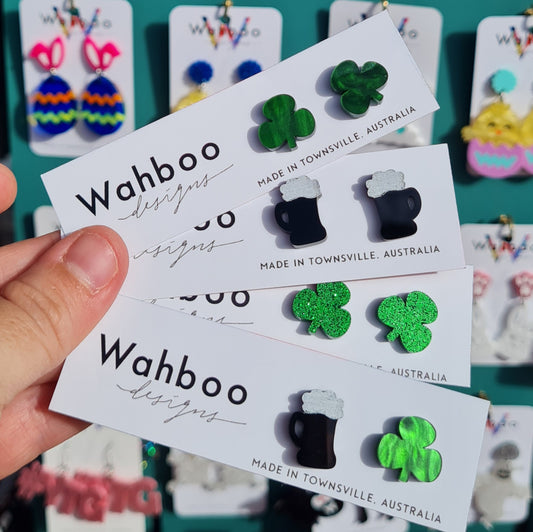 Beer Mug and Froth Stud Earrings