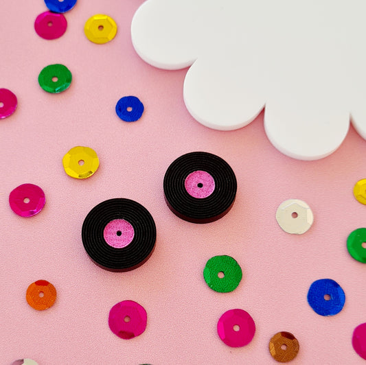 Record Vinyl Stud Earrings